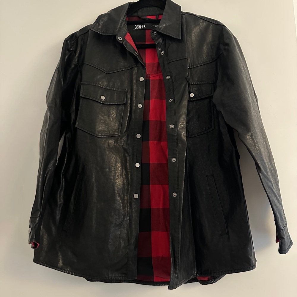 Zara Faux Leather Shirt Jacket